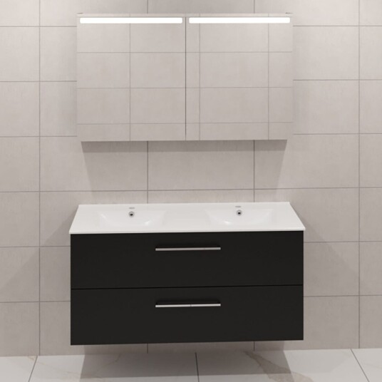 Dansani Mido+ Møbelpakke Servantskap med Servant Svart Struktur / 120cm Dobbel Top Speilskap