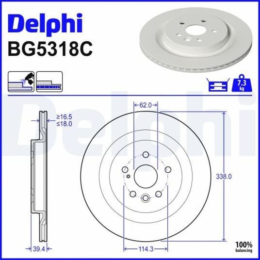 DELPHI BG5318C Bremseskive