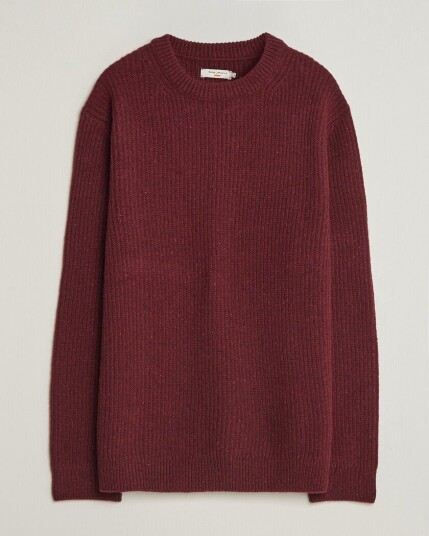 Nudie Jeans August Wool Rib Knitted Sweater Burgundy