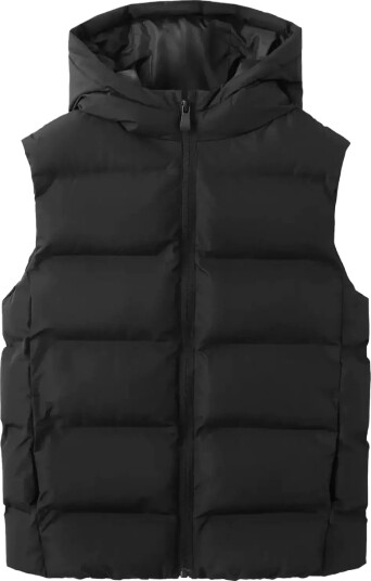 Mango Quilted Gilet With Hood Black 11 12