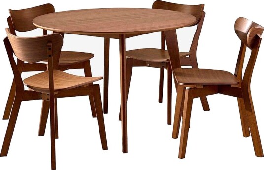 AC Design Furniture Roxby spisebordssett med bord og 4 stoler 105 x 105 x 76 cm Brun