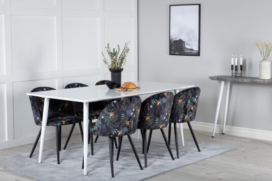 Venture Home Spisegruppe Yegua 180 cm inkl. 6 Longreone Stoler Hvit/Blå/Svart