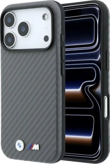 BMW M Carbon Metal Logo MagSafe Case for iPhone 17 Pro Max / 18 Pro Max Gray
