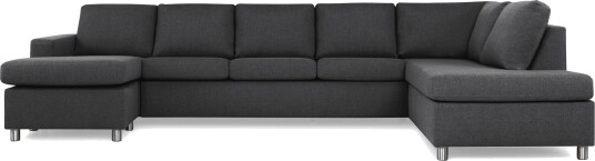 Crazy 5 seters Høyrevendt U formet X Large Sofa med Divan og Sjeselong i Stoff Mørk grå