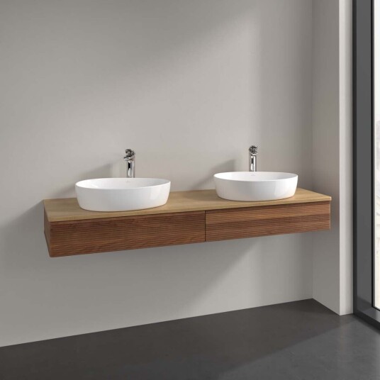 Villeroy & Boch Antao Servantskap med 2 skuffer 160x50x19 cm u/lys Valnøtt/Eik
