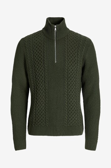 Jack & Jones Pullover jjPaul Knit Half Zip Grønn Jack & Jones Pullover jjPaul Knit Half Zip Grønn