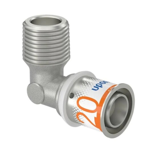 Uponor S-Press Plus Albue 20mm Utvendig Gjenge for Gulvvarme og Vannsystemer