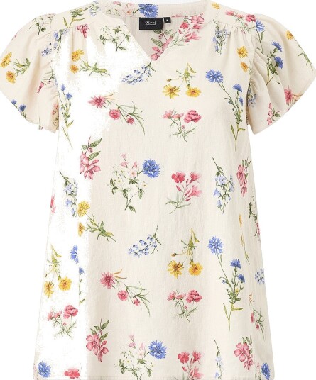 Zizzi Linbluse vLina S/L Frill Rosa