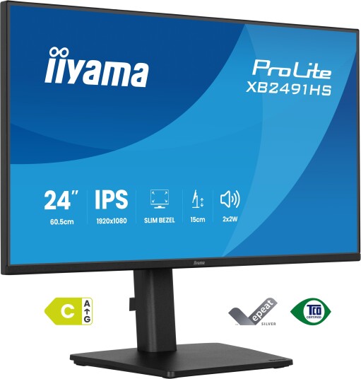 Iiyama ProLite XB2491HS 24" FHD IPS Skjerm med 120 Hz og Høyttalere