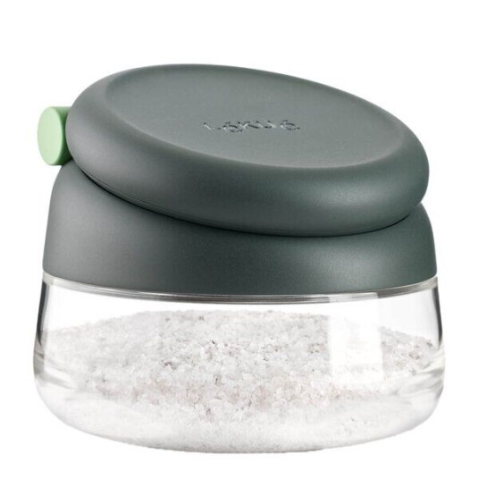 Lékué - Saltbeholder med presslokk 12 cm grå/klar Lékué - Saltbeholder med presslokk 12 cm grå/klar