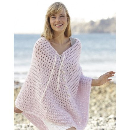 Sweet Crush by DROPS Design Poncho Strikkeoppskrift str S XXXL