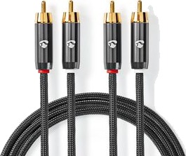 Nedis 1m RCA Stereo Lydkabel med Gull Belægning Grå Nedis 1m RCA Stereo Lydkabel med Gull Belægning Grå