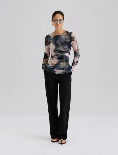 Malina Elionora Sheer Jersey Top - Multi/patterned - M