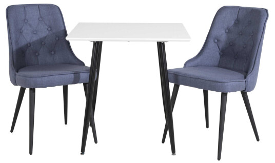 Venture Design Polar & Velvet spisegruppe Hvit/blå 2 st stoler & bord 75 x 75 cm