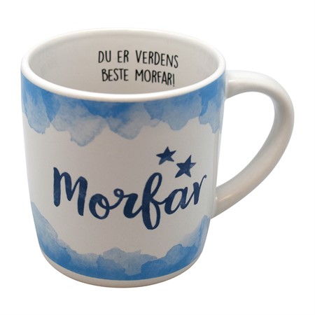 Verdens Beste Morfar Hvitt og Blått Krus med Tekst Verdens Beste Morfar Hvitt og Blått Krus med Tekst