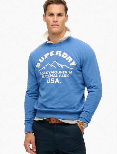 Superdry Lo Fi Outdoors Graphic Crew   Blue   M