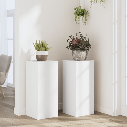 Plantestativer 2 stk hvit 30x30x70 cm konstruert tre Plantestativer 2 stk hvit 30x30x70 cm konstruert tre
