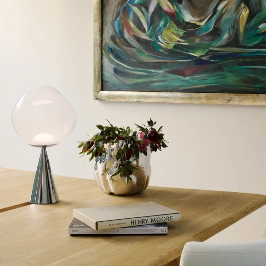 Tom Dixon Melt Bordlampe Opal/Silver LED