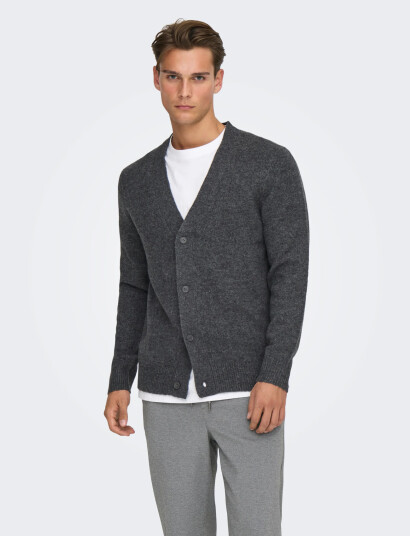 ONLY & SONS Onsray Reg Ls Cardigan Knit Frml - Grey - XXL ONLY & SONS Onsray Reg Ls Cardigan Knit Frml - Grey - XXL