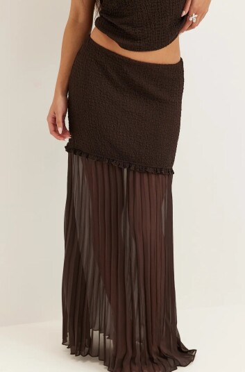 Bubbleroom Strucure Combined Maxi Skirt   Brown   S