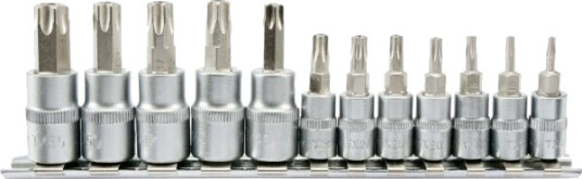 Yato Torx Skafthylser Sett 12 Deler med 1/4" og 3/8" Drift T8-T55