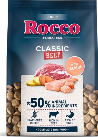 Rocco Tørrfôr Senior Classic Storfekjøtt Med Laks 5 X 1 kg