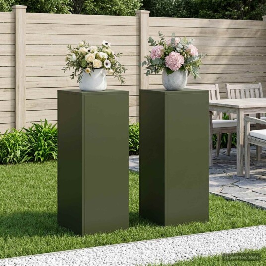 vidaXL Planteholder 2 pcs Olivengrønn 30 x 30 x 80 cm Stål