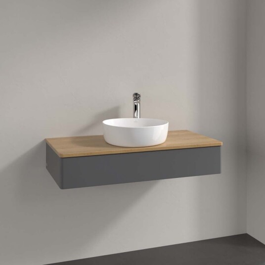 Villeroy & Boch  Antao Servantskap med 1 skuff 100x50x19 cm u/lys Antrasitt/Eik