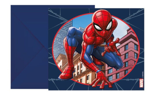 Marvel Spider-Man Invitasjoner med konvolutt - 6 stk