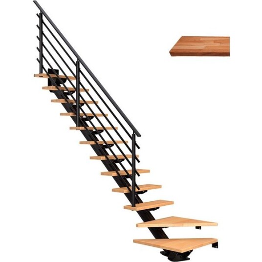 Dolle Sydney L trapp Svart 9005 pure oljeret Eik 85 12 Loddret Høyde 240 292cm