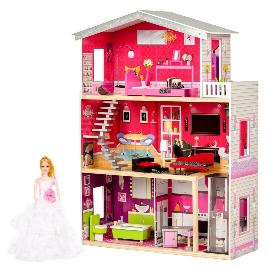 Stor tredukkehus med heis Malibu Residence ECOTOYS Stor tredukkehus med heis Malibu Residence ECOTOYS