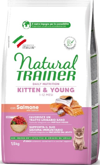 Natural Trainer Tørrfôr Kitten Laksepellets For Katt 1.5 kg