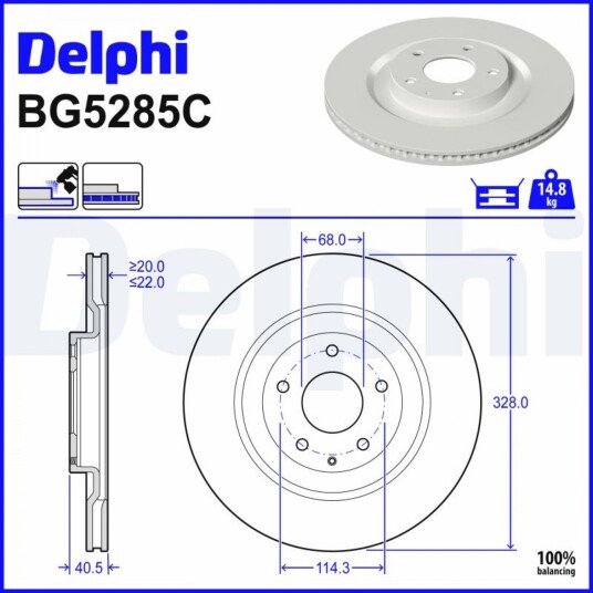 DELPHI BG5285C Bremseskive DELPHI BG5285C Bremseskive
