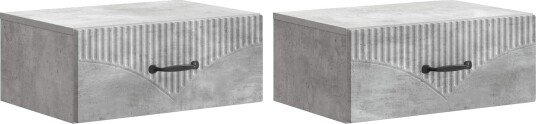  Vegghengt Nattbord med skuff 2 pcs Betonggrå 49 x 34,5 x 20 cm