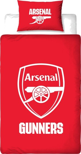 Licens Arsenal sengetøy 150x210 cm Rødt vendbart sengesett med logo 100% bomull Fotballsengetøy