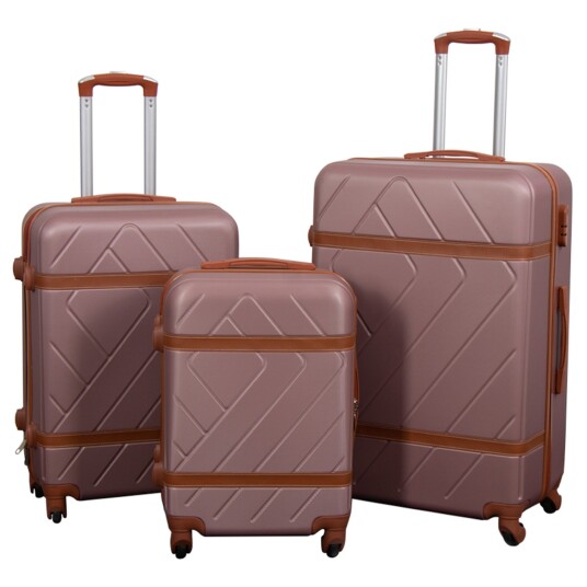 Borg Living Koffertsett - 3 stk. - Hardcase reisekofferter - Retro rosa - Lettvektskofferter