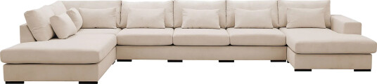 Grande 6 seters U Sofa med Divan Høyre Beige Manchester