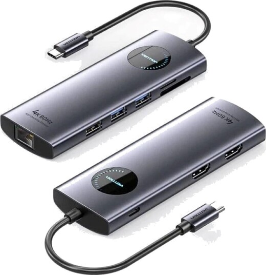 Vention 9-i-1 USB-C Dokkingstasjon HDMI USB 3.0 RJ45 SD/TF PD