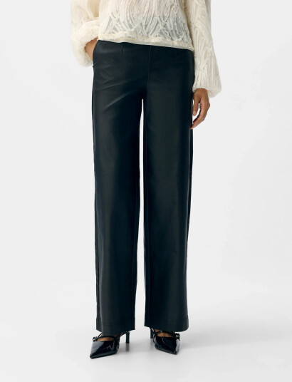 Object Objmelba Lisa Wide Coated Pant Noos - Black - 44
