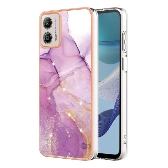 INCOVER Motorola Moto G53 / G23 / G13 Hybrid Plast Deksel - Lilla Marmor