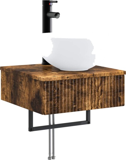  Vegghengt vask Røkt Eik 40 x 41 x 40,5 cm Konstruert tre