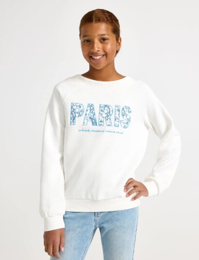 Lindex Sweatshirt With Brushed Inside White 128 Lindex Sweatshirt With Brushed Inside White 128