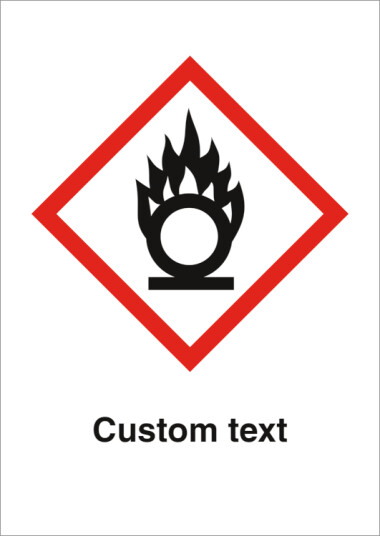 GHS 03 faresymbol skilt - Oksiderende med valgfri tekst - A4 297 x 210 mm -Refleks aluminium