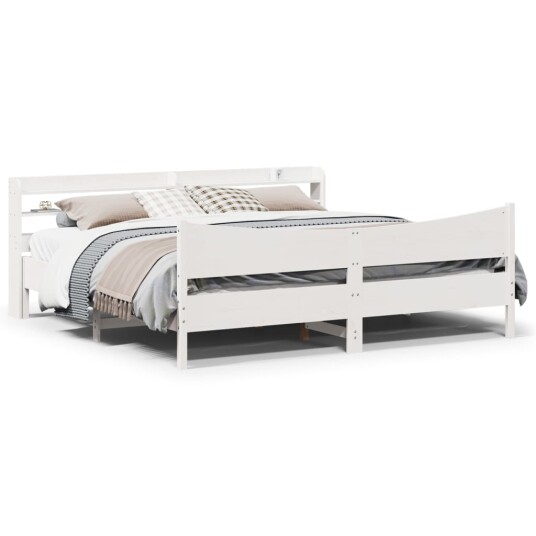  Sengeramme med hodegavl hvit 180x200 cm heltre furu 3307036