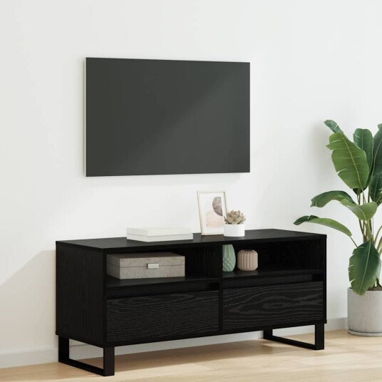 TV skap Svart Eik 100 x 34,5 x 44,5 cm Ingeniørtre og jern TV skap Svart Eik 100 x 34,5 x 44,5 cm Ingeniørtre og jern
