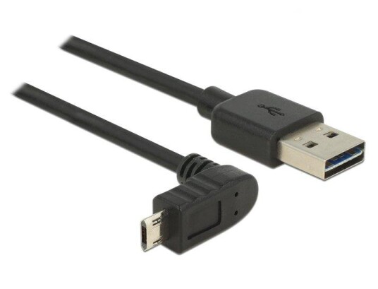 Delock EASY USB 2.0 Type A Til Micro B 2m Svart Vinklet Delock EASY USB 2.0 Type A Til Micro B 2m Svart Vinklet