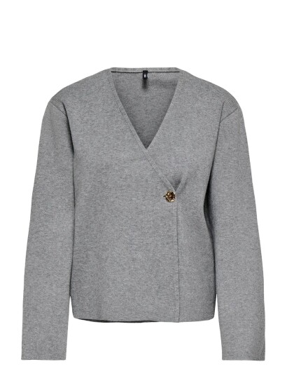 ONLY Onljing Ls Vneck One Button Cardi Ex Knt   Grey   XL