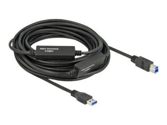 Delock 10m Aktiv USB 3.2 Gen 1-kabel Type A til B Svart