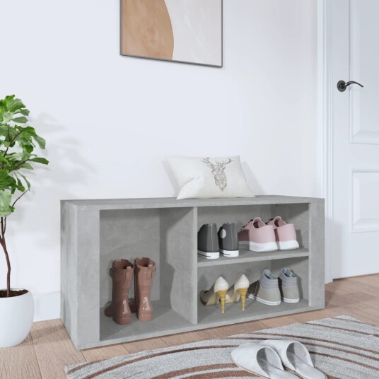 vidaXL Skoskap betonggr? 100x35x45 cm konstruert tre