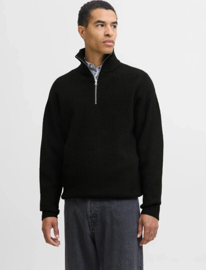 Jack & Jones Jjesoho Ollie Knit Half Zip Sn - Black - XXL